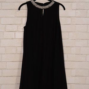 Black dress with jeweled neckline